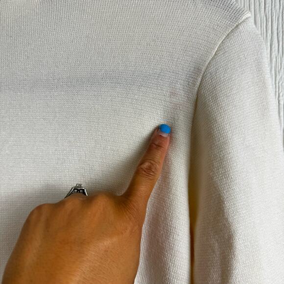 Cyrus Open Front Rayon Blend Cardigan Size Medium Ivory Ribbed Cuff Classy - Picture 4 of 10